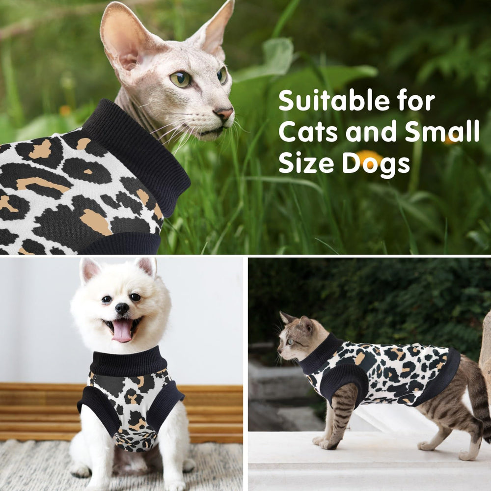 Idepet leopard-print cat vest for stylish daily wear and photos.