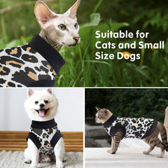 Idepet leopard-print cat vest for stylish daily wear and photos.