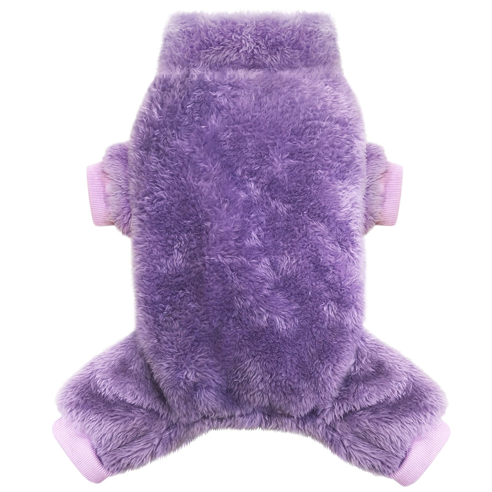 Idepet plush dog sweater onesie fleece purple close-up highlighting cozy fit.