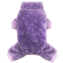 Idepet plush dog sweater onesie fleece purple close-up highlighting cozy fit.