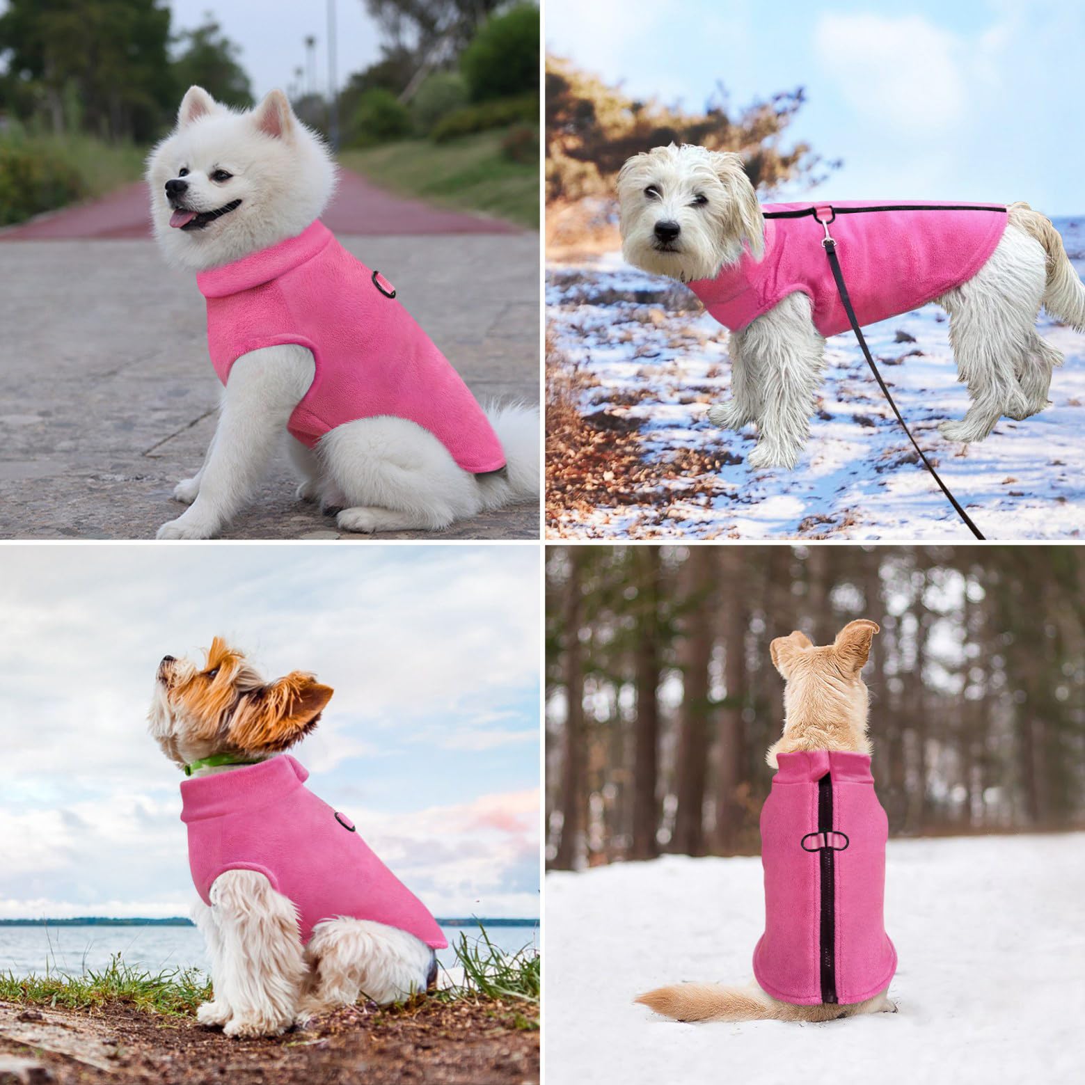 Idepet rose red fleece vest warm winter layer for small dogs