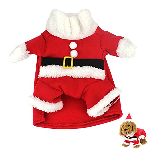 Idepet Santa dog costume back view for festive, cozy holiday wear.