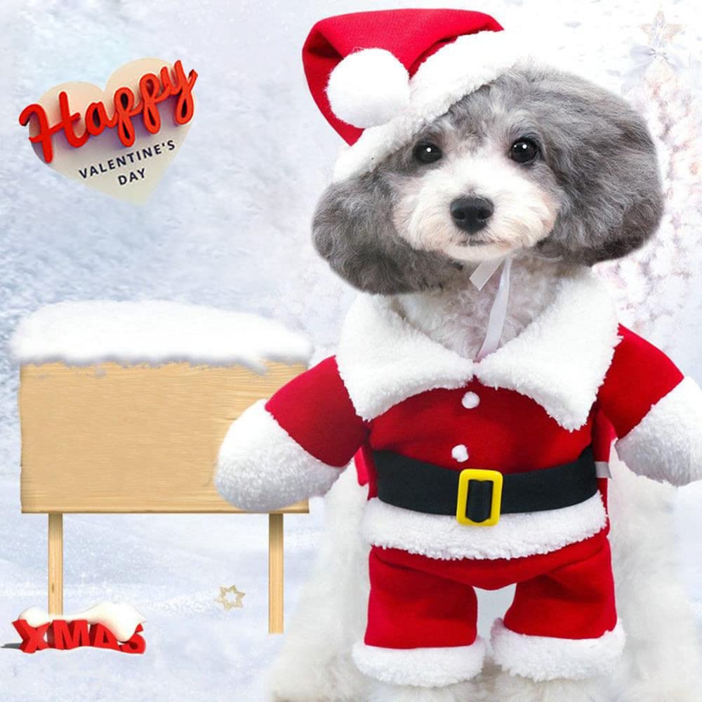 Idepet Santa dog costume material closeup emphasizes soft cotton comfort.