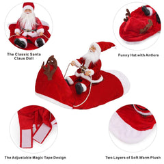 Idepet Santa dog costume material closeup reveals soft microfiber and velvet texture