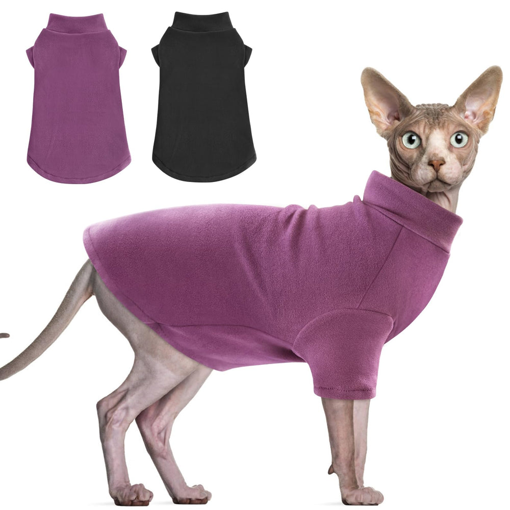 Idepet Sphynx sweater on cat demonstrates snug, semi-turtleneck warmth.