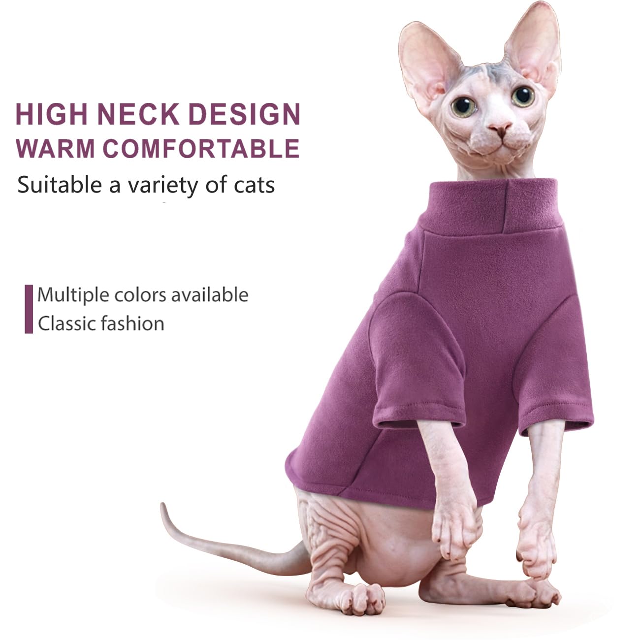 Idepet Sphynx sweater pullover design for easy dressing.