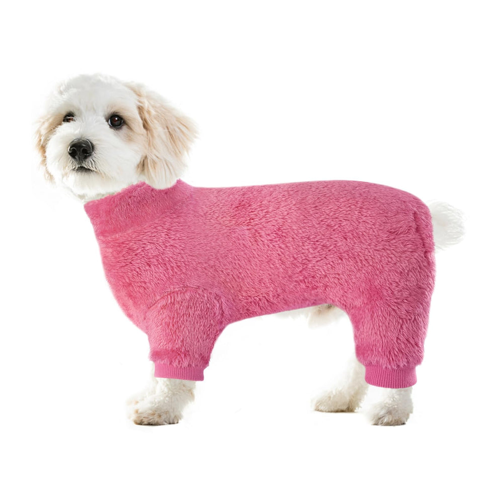 Idepet Velvet Dog Pajamas side view shows snug fit and chic turtleneck style.