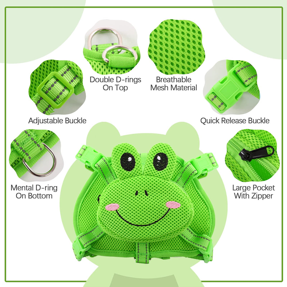 IDOMIK dog backpack harness back view with open bag shows spacious storage for snacks.