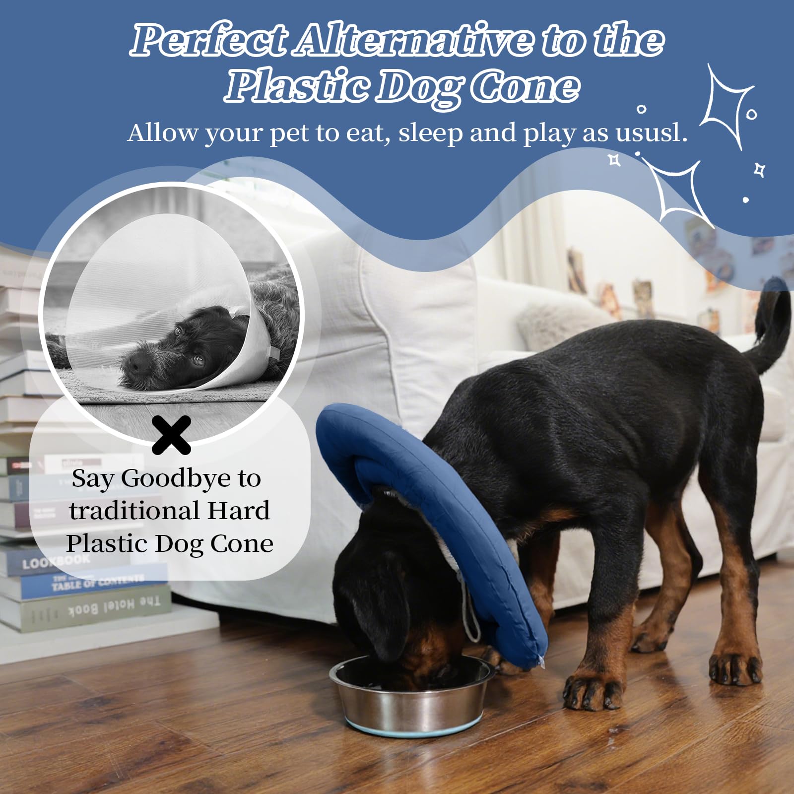 IDOMIK Dog Recovery Collar adjustable design fits different head sizes for secure snug wear.