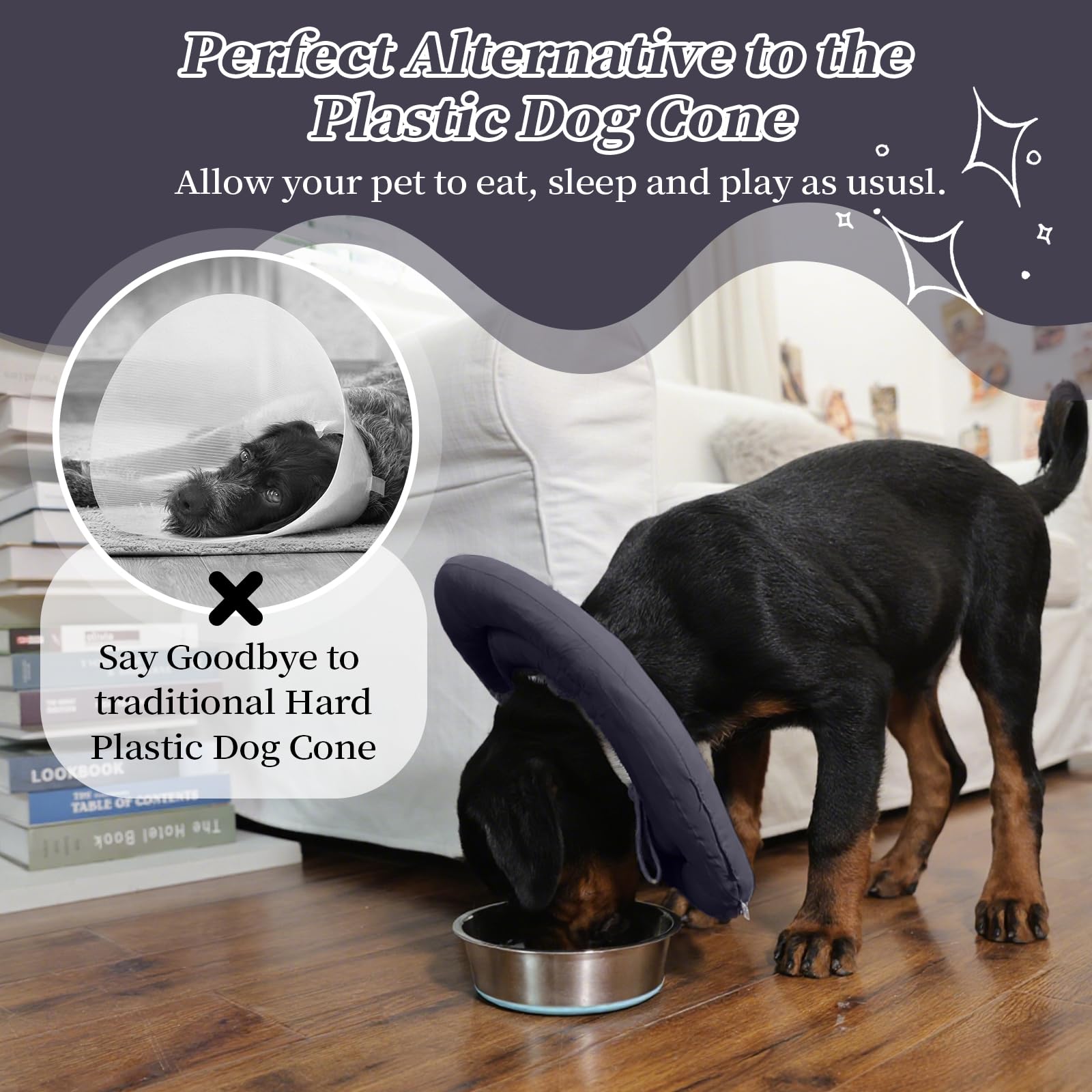 IDOMIK dog recovery collar microfiber cushion interior delivers soft comfort.