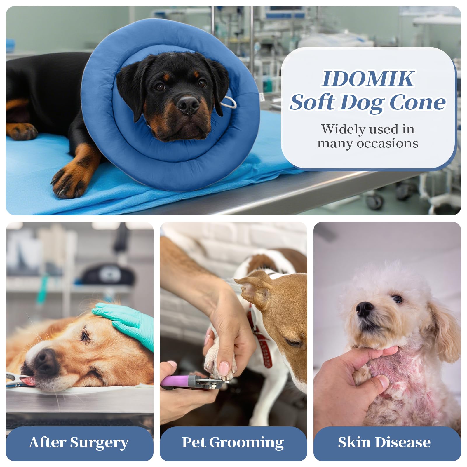 IDOMIK Dog Recovery Collar silent-wear prevents rustling and stress while wearing the cone.