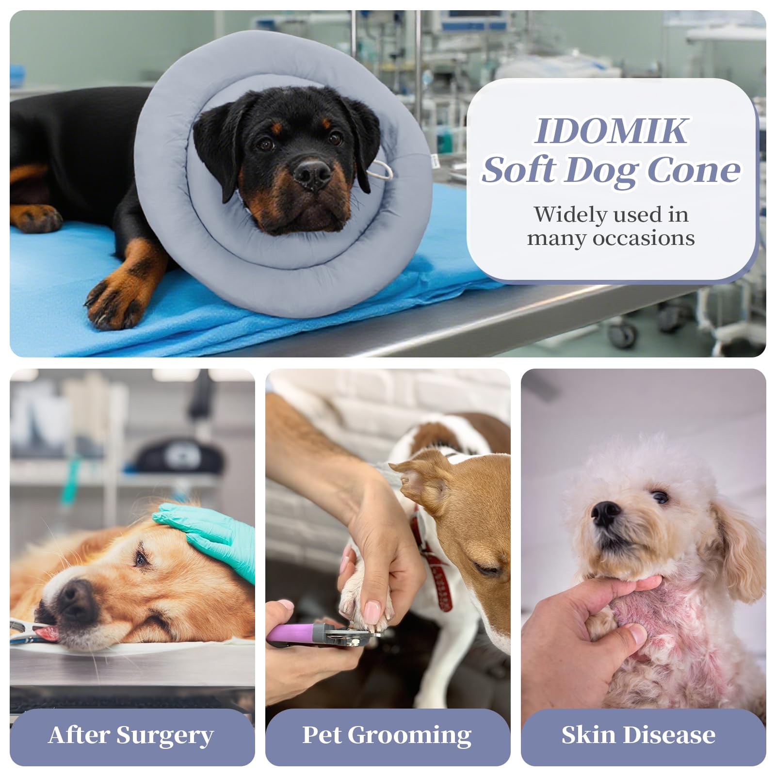IDOMIK dog recovery collar vision-friendly design does not obstruct sight.