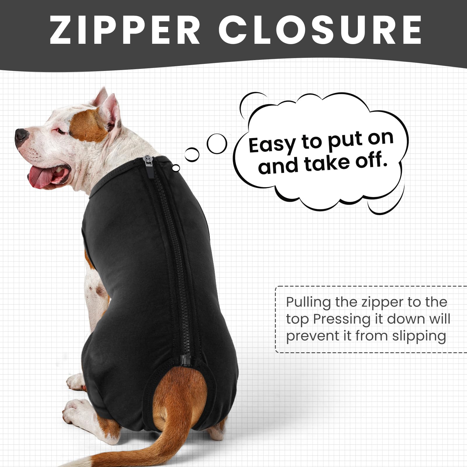 IDOMIK dog-recovery-suit abdomen and rear-leg protection during healing