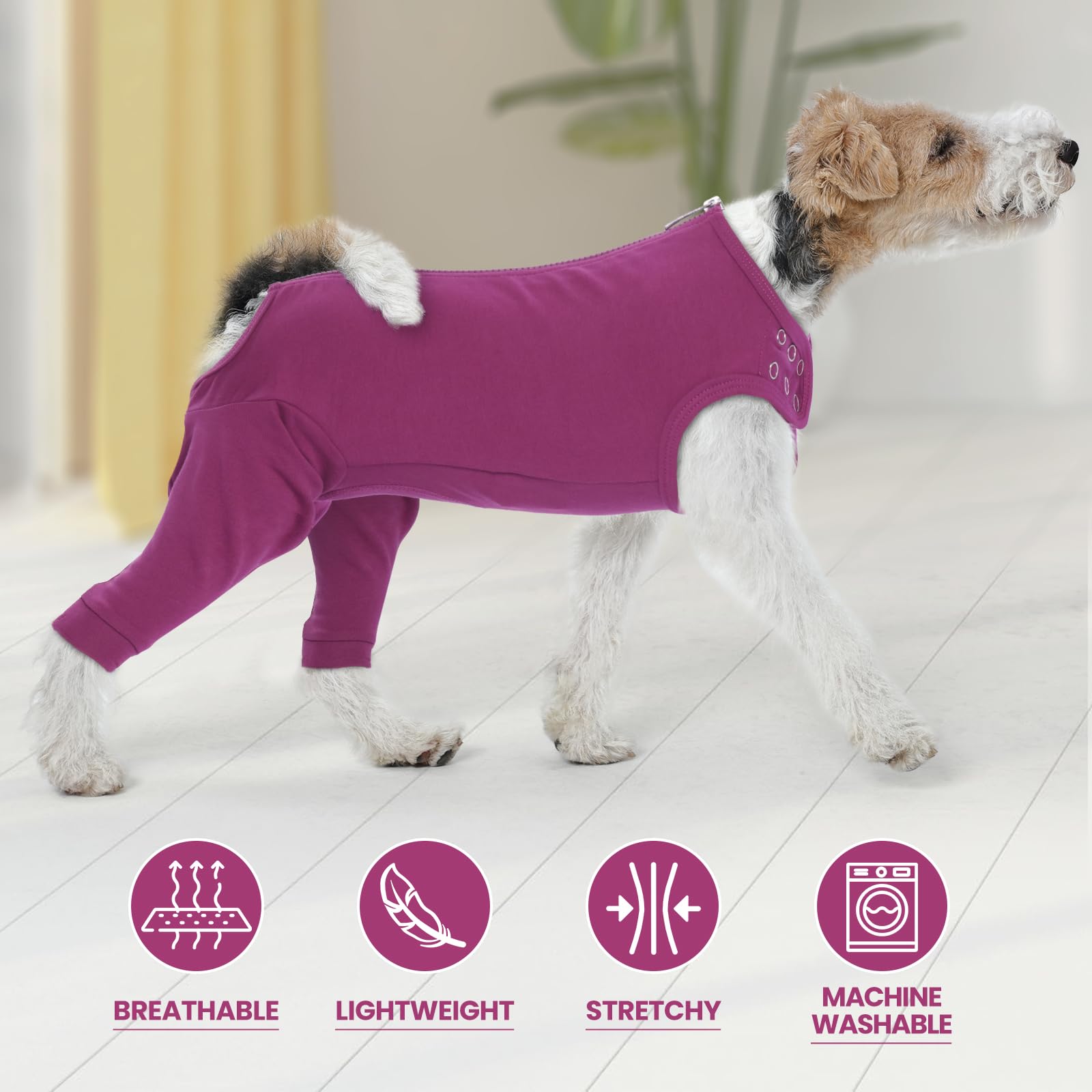 IDOMIK dog recovery suit size range S to 3XL fits many breeds.