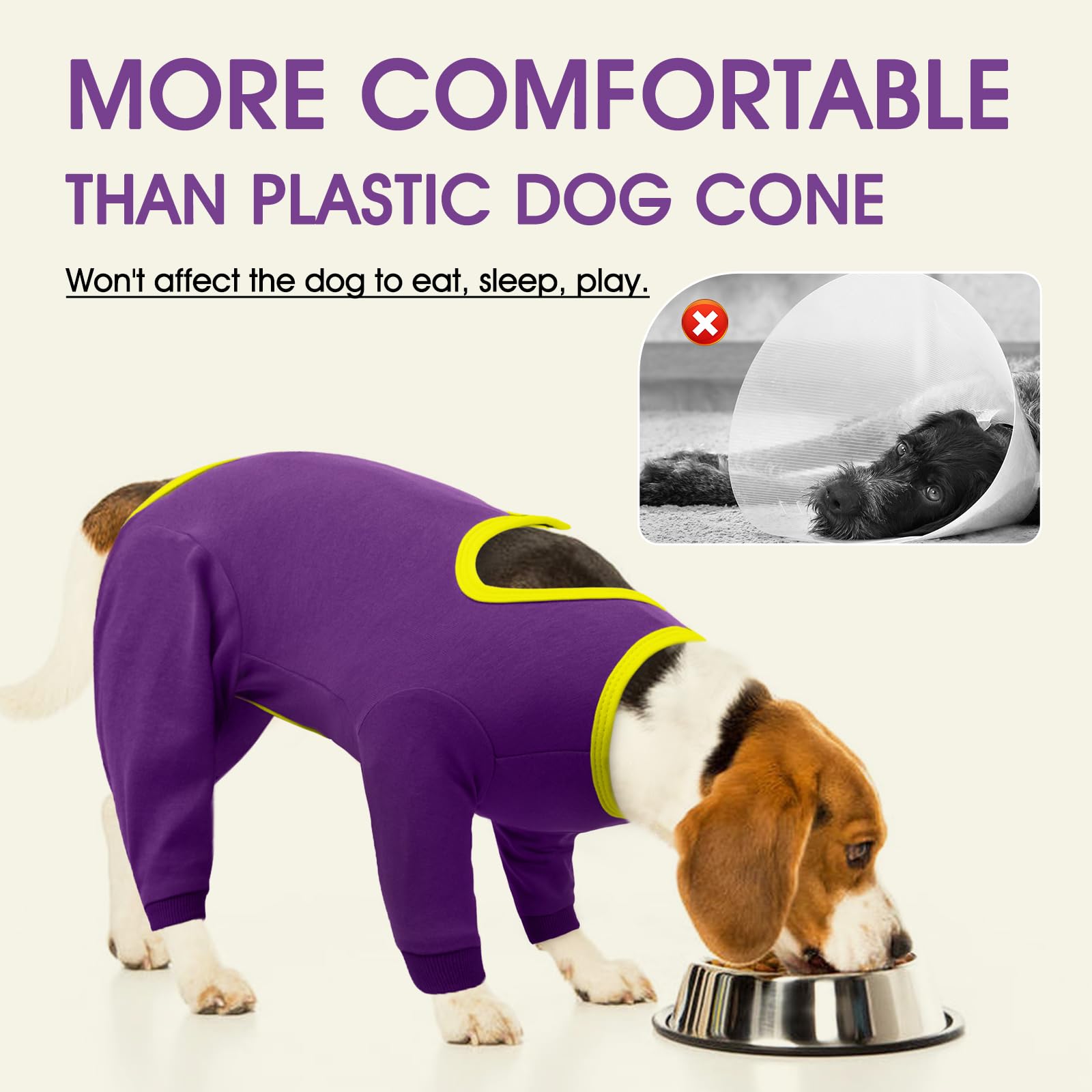 IDOMIK dog recovery suit soft material close-up emphasizes breathable cotton-spandex blend.