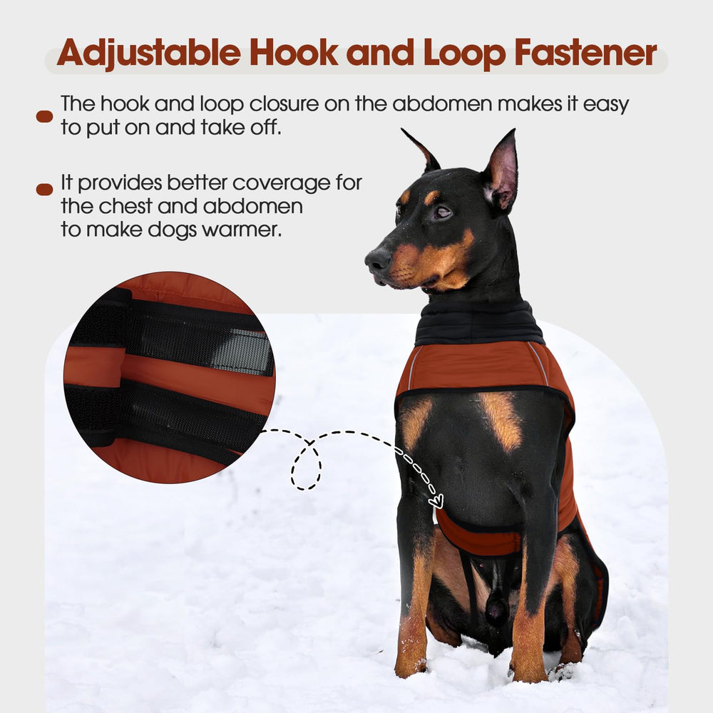 IDOMIK dog winter coat adjustable collar drawstring blocks cold air
