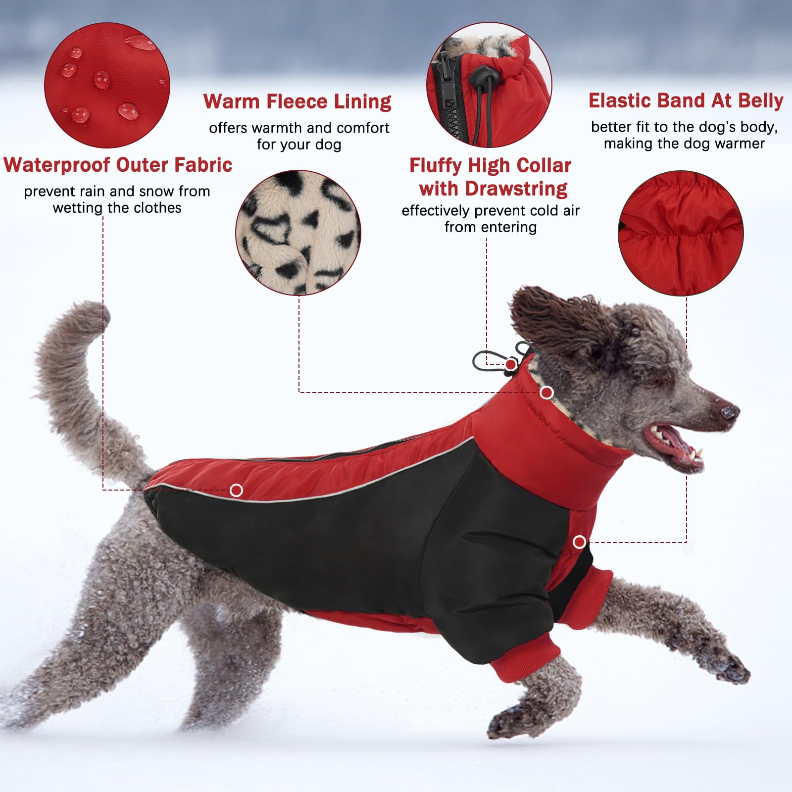 IDOMIK dog winter coat back zipper allows easy on-off while staying warm