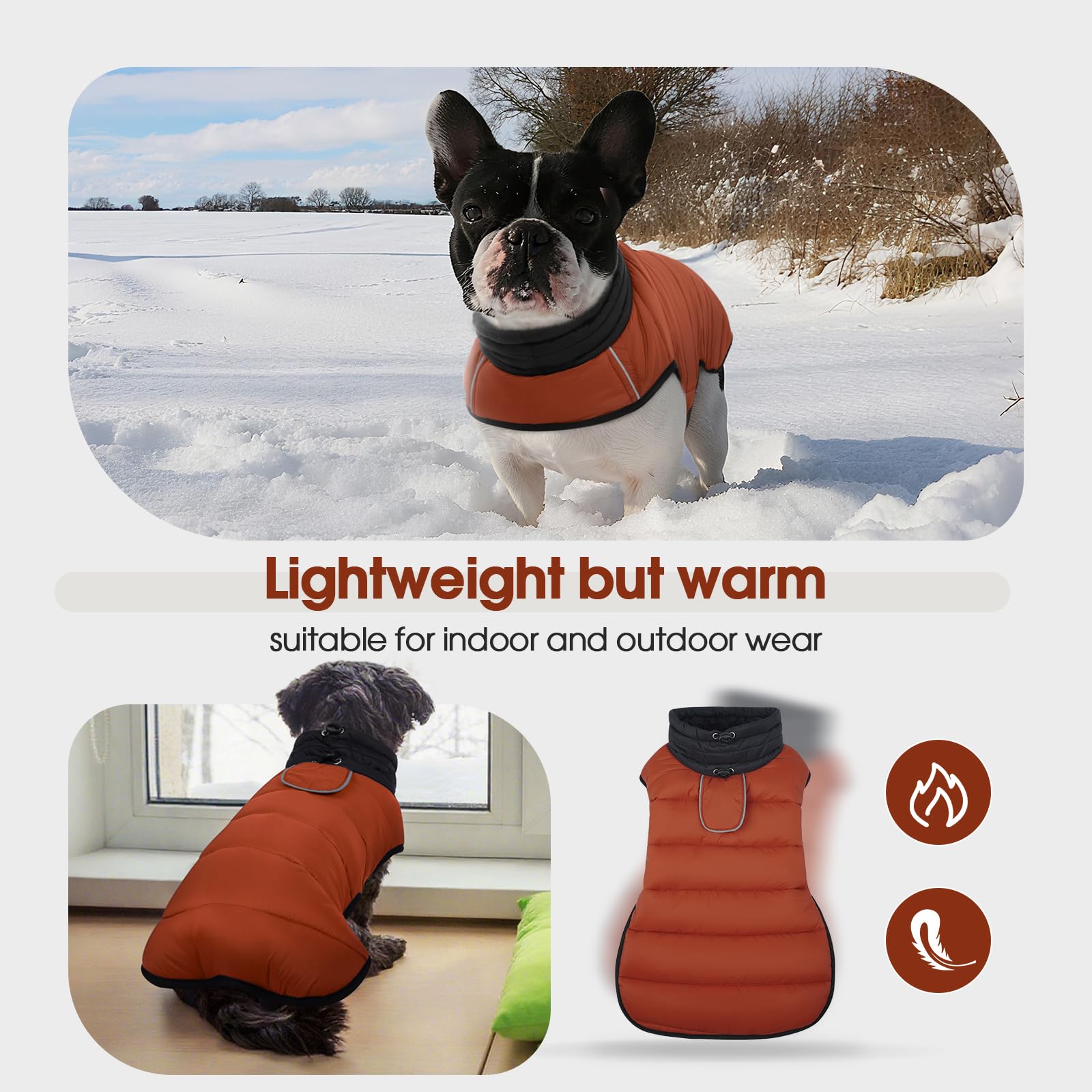 IDOMIK dog winter coat elastic leg straps prevent riding up during activity