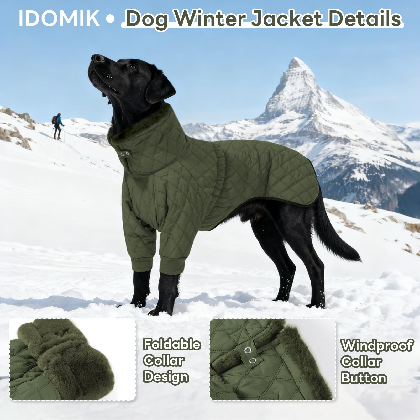 IDOMIK dog winter coat foldable high collar offers versatile weather protection.