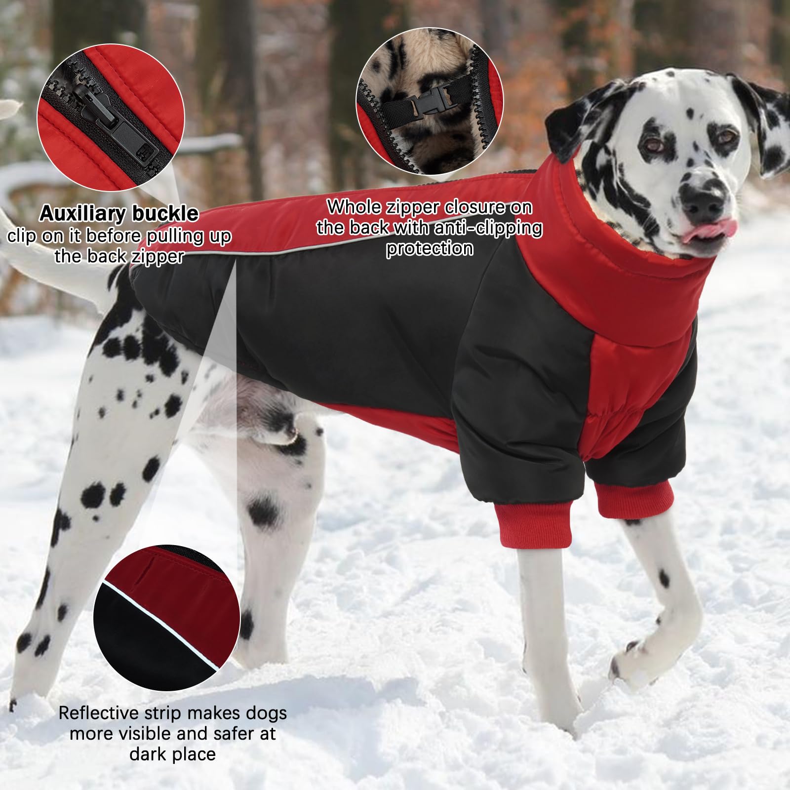 IDOMIK dog winter coat foldable high collar provides neck protection and snug fit
