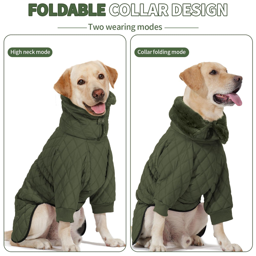 IDOMIK dog winter coat green adjustable elastic fasteners ensure secure fit