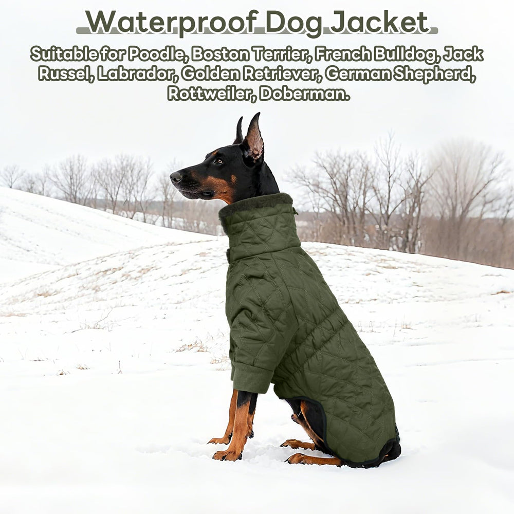 IDOMIK dog winter coat green machine-washable fabric for easy care