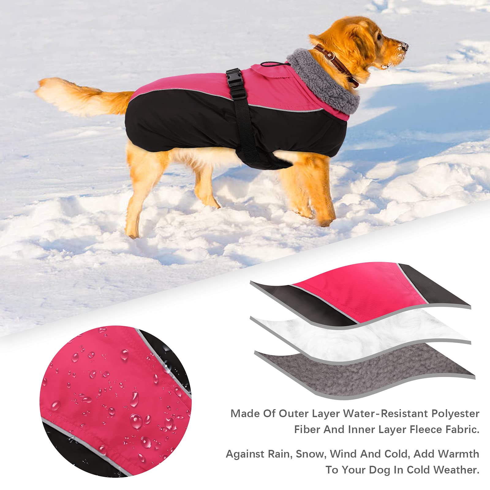 IDOMIK Dog Winter Coat reflective strap boosts nighttime visibility for safer evening strolls