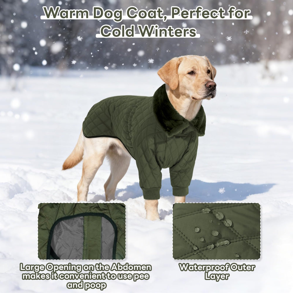 IDOMIK dog winter coat waterproof back zipper blocks moisture on wet days.