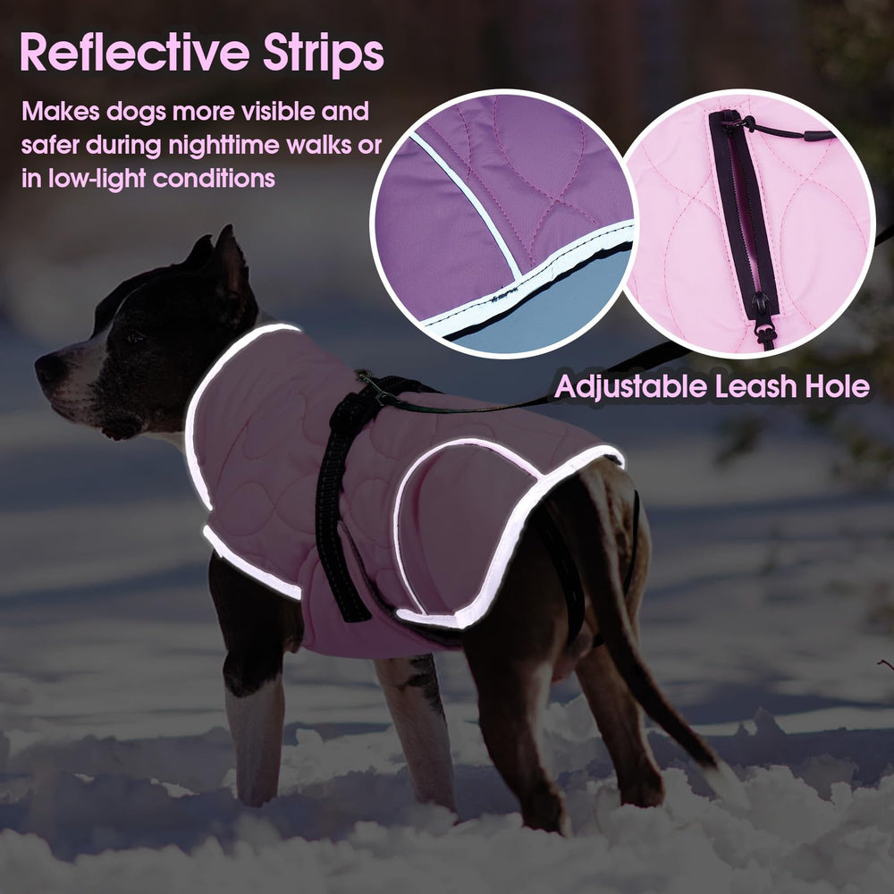 IDOMIK Dog Winter Jacket harness hole for leash over coat