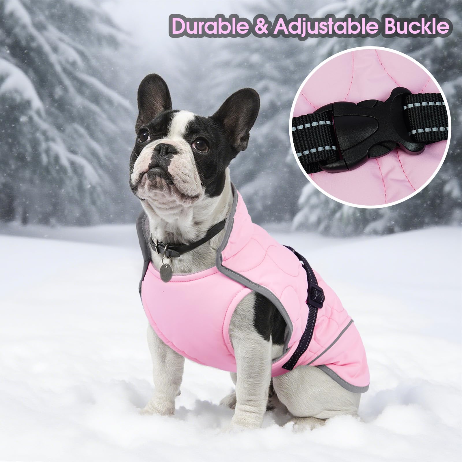 IDOMIK Dog Winter Jacket reflective strips for low light visibility