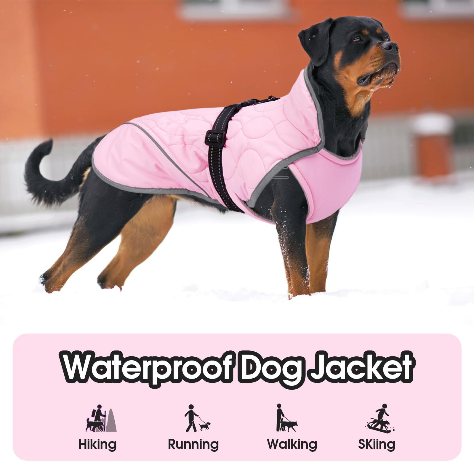 IDOMIK Dog Winter Jacket polar fleece lining adds warmth