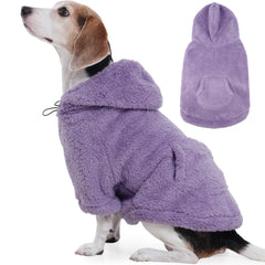 IDOMIK fuzzy dog sweater adjustable hood for quick on-and-off wear during cold days