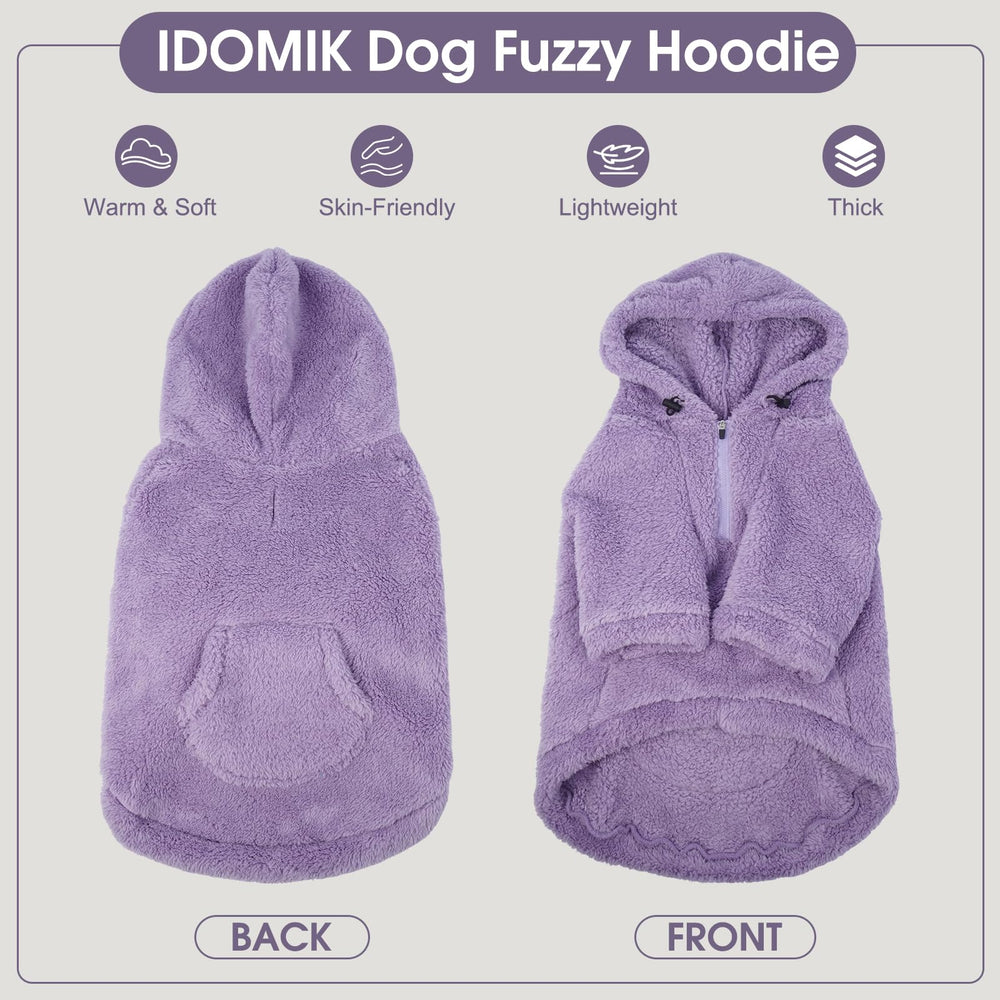 IDOMIK fuzzy dog sweater back pocket for snacks or bags during walks