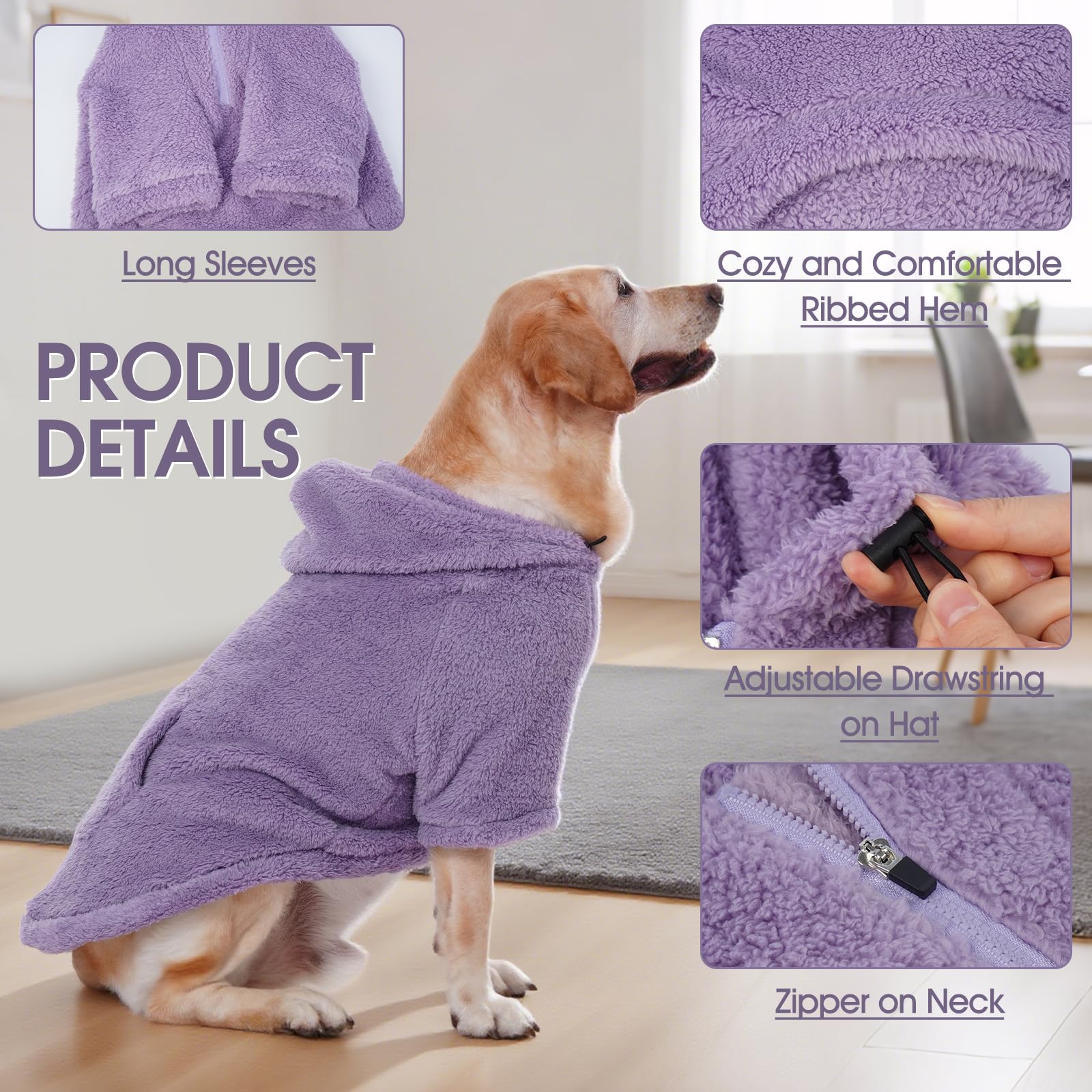 IDOMIK fuzzy dog sweater harness hole enables secure leash attachment