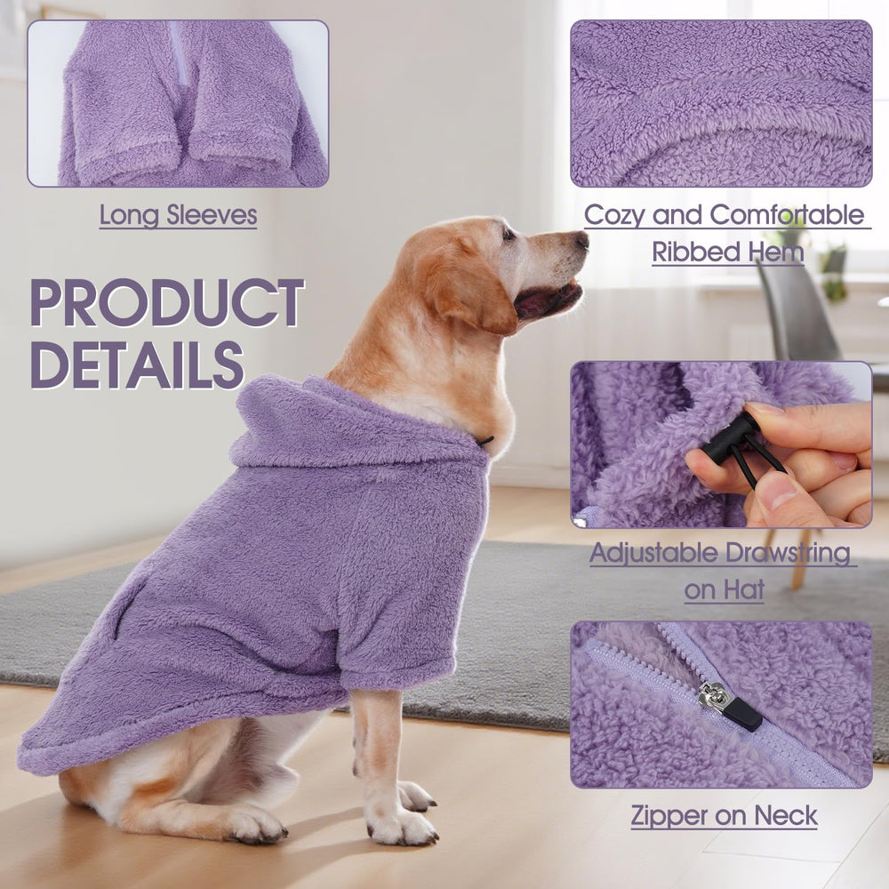 IDOMIK fuzzy dog sweater harness hole enables secure leash attachment