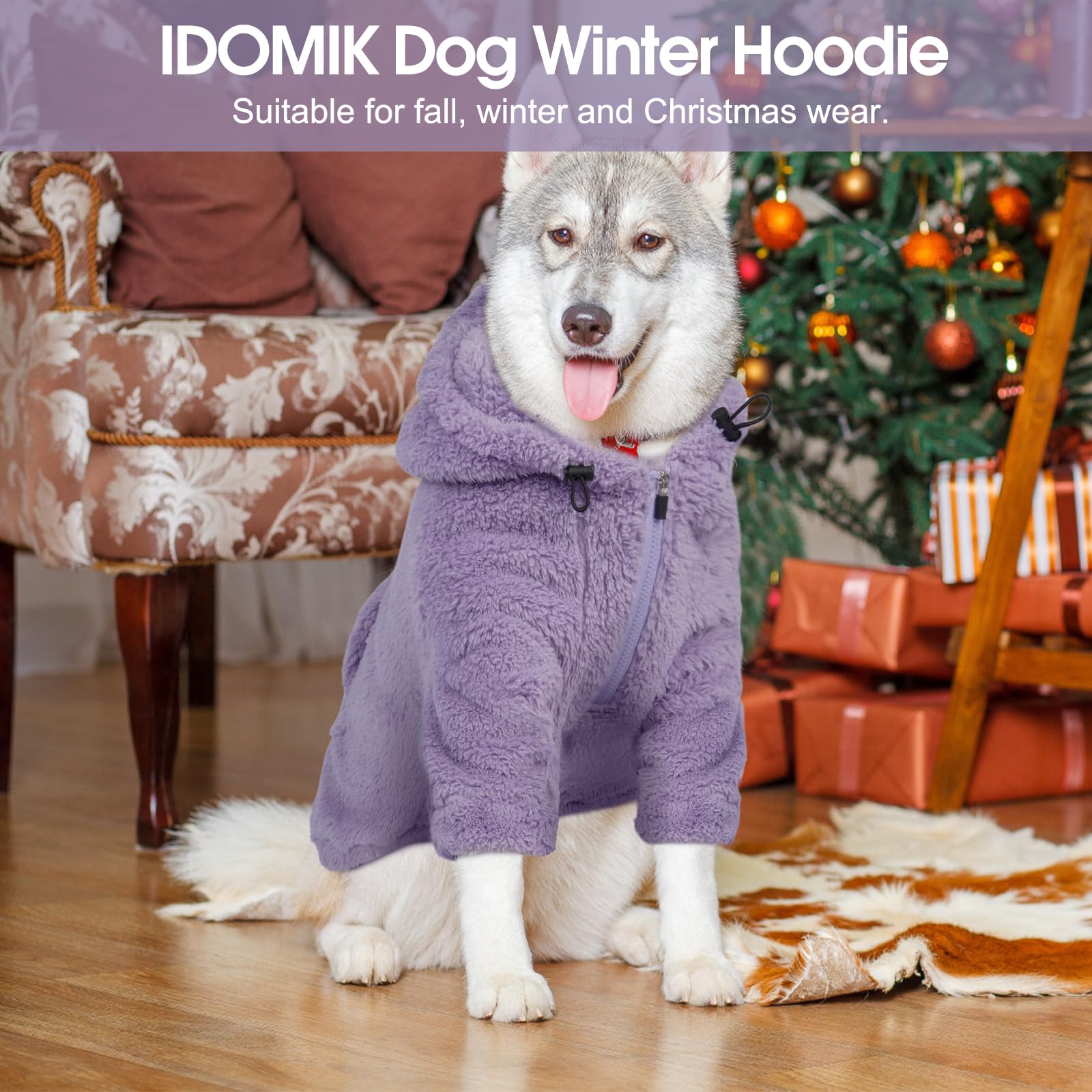 IDOMIK fuzzy dog sweater size-chart helps pick a snug fit