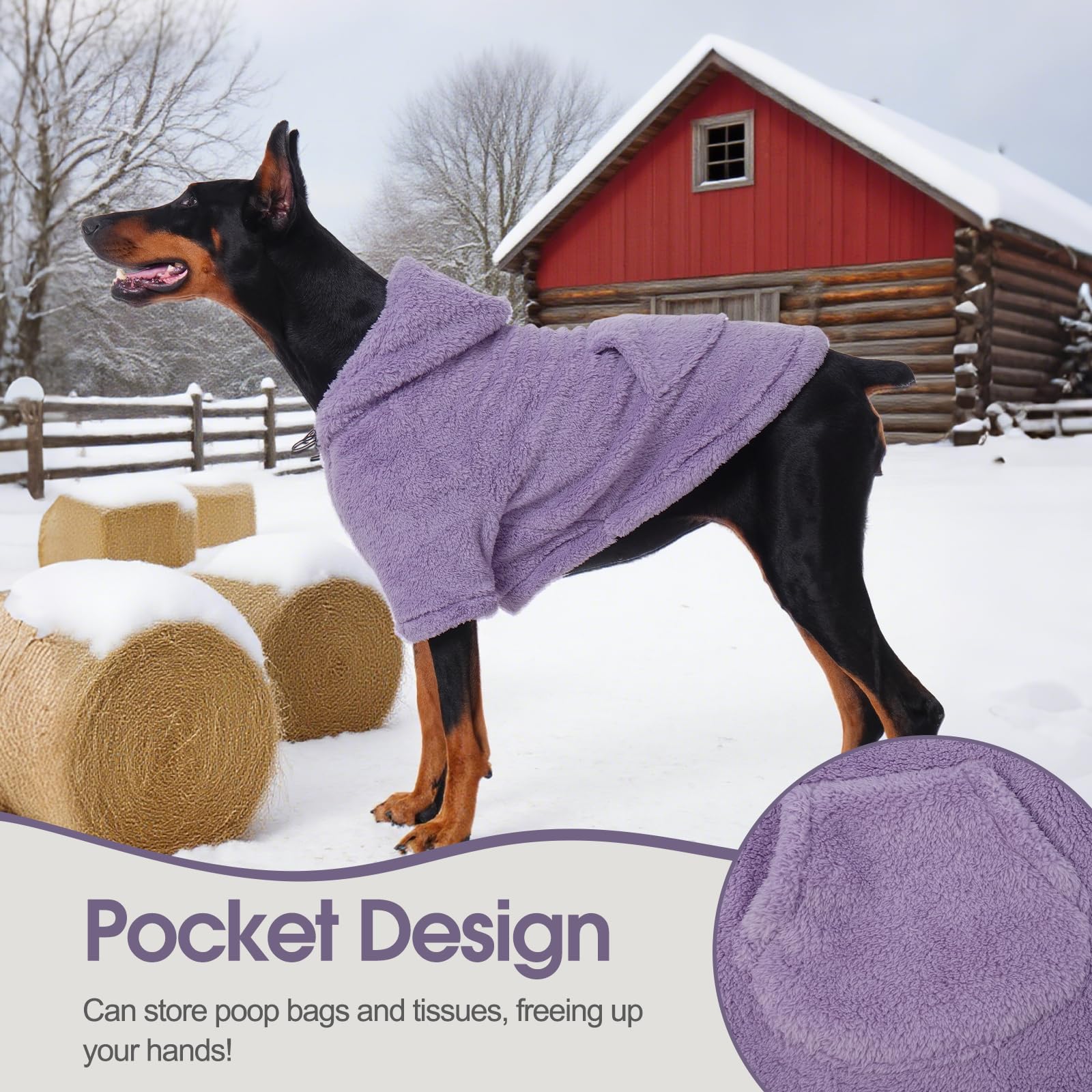 IDOMIK fuzzy dog sweater thick-winter fabric blocks wind for outdoor adventures