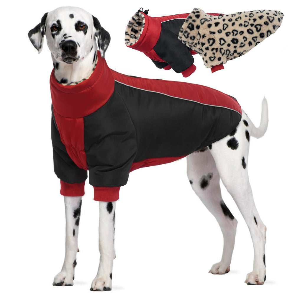 IDOMIK reversible dog winter coat front view red promotes warmth and versatile style