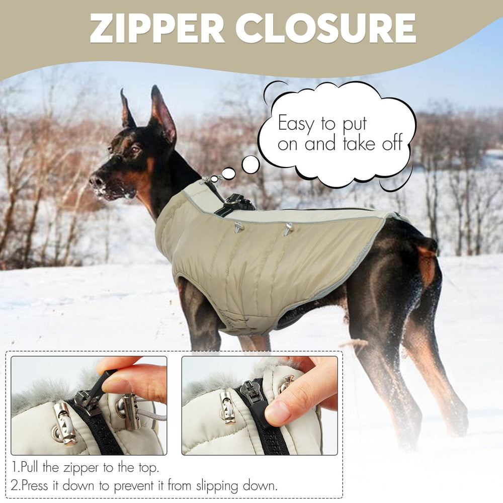 IDOMIK warm dog coat back with d-rings for leash attachment
