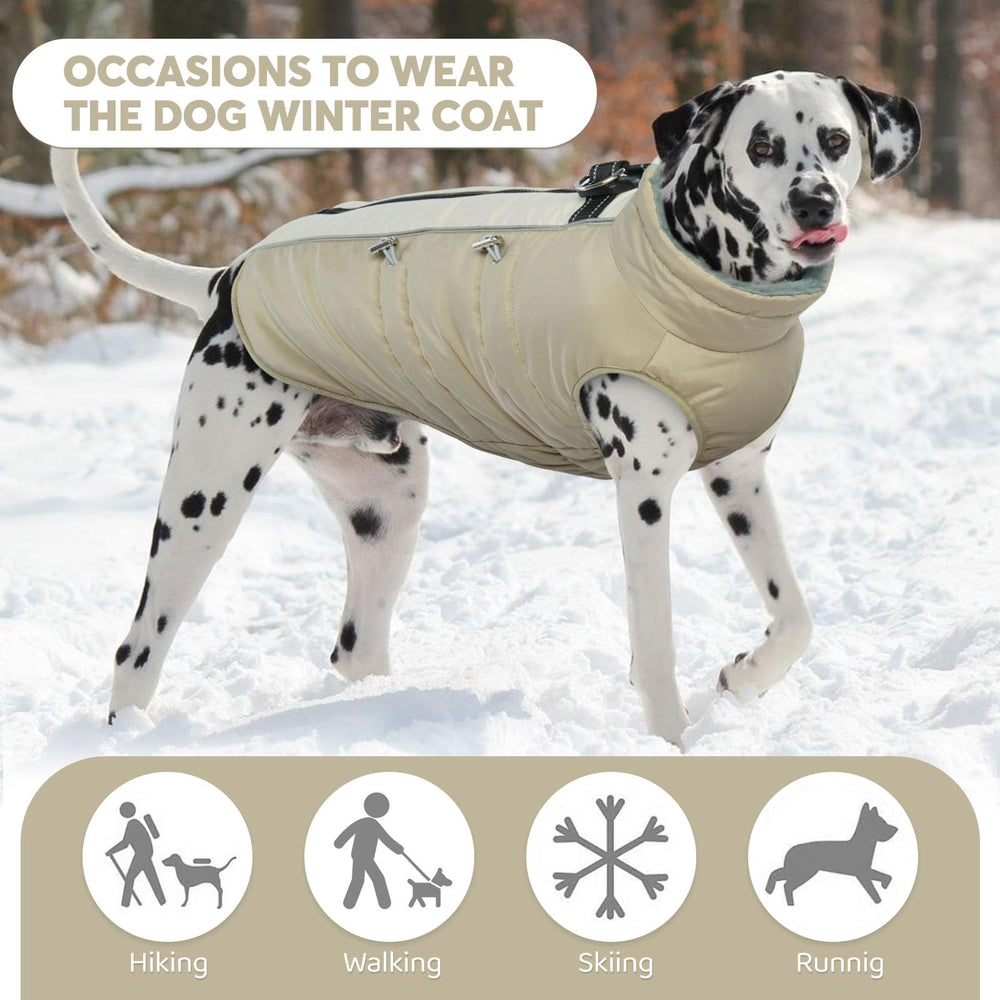 IDOMIK warm dog coat back zipper and drawstrings for secure fit