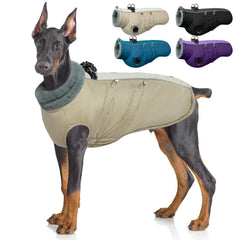 IDOMIK warm dog coat harness front view showing fleece lining for cold-weather comfort.