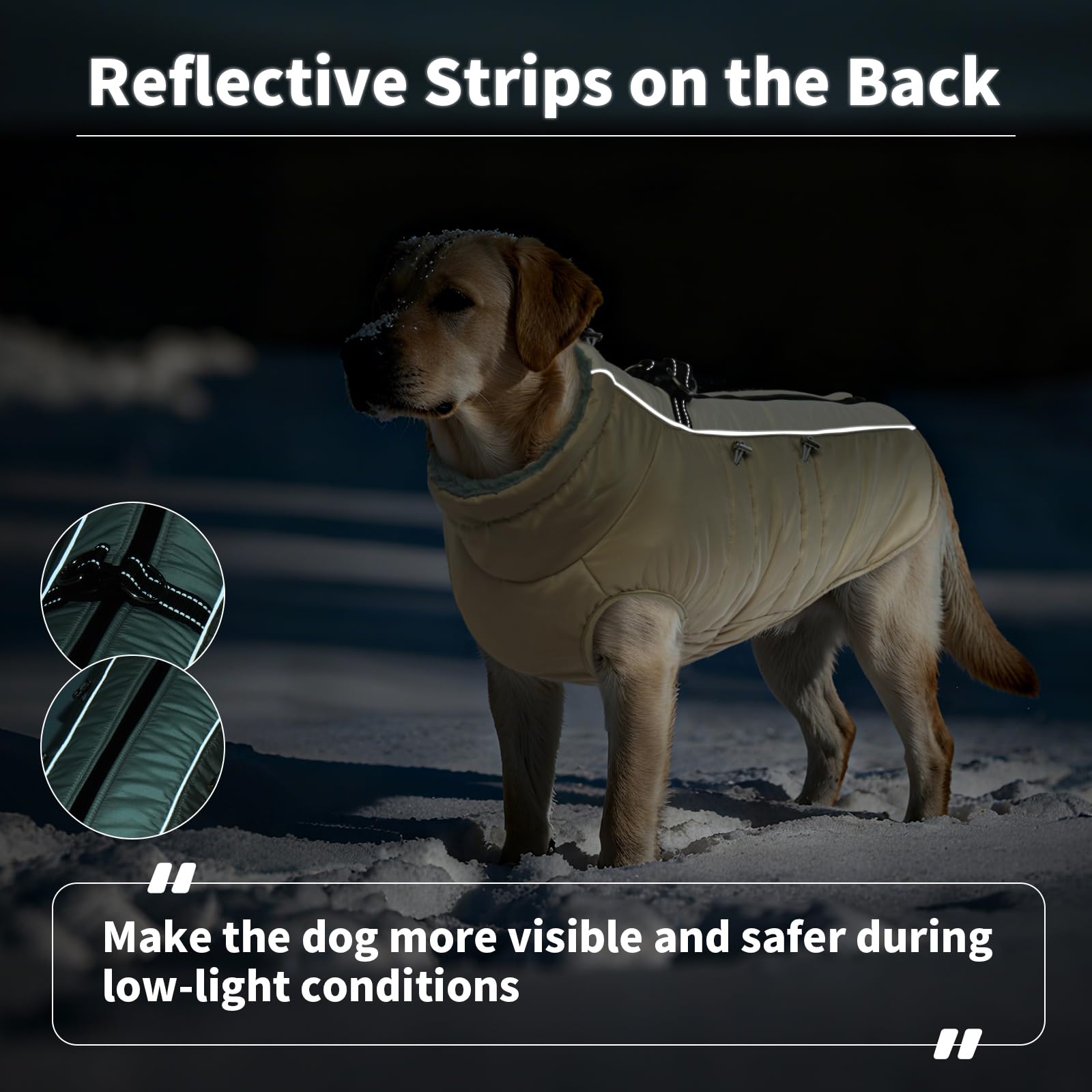 IDOMIK warm dog coat reflective strips improve night-time visibility