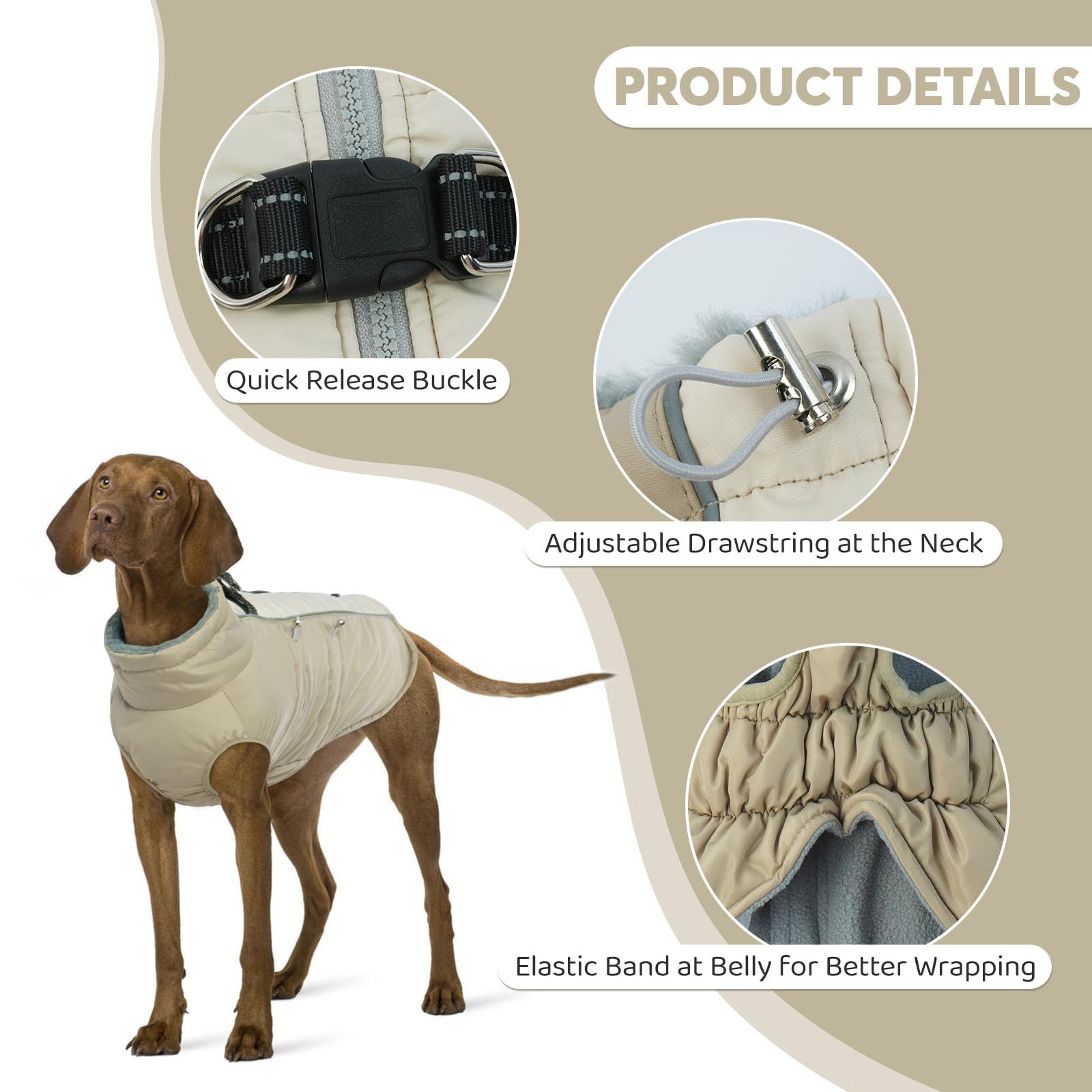 IDOMIK warm dog coat waterproof fabric close-up outer layer