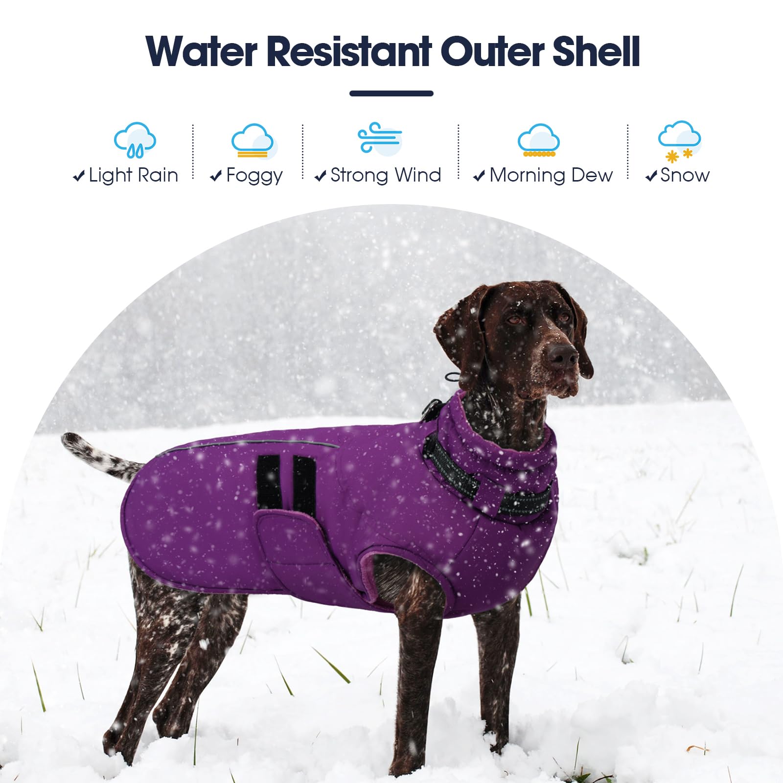 IECOii big dog winter coat plush-fleece lining delivers warm, cozy insulation without bulk