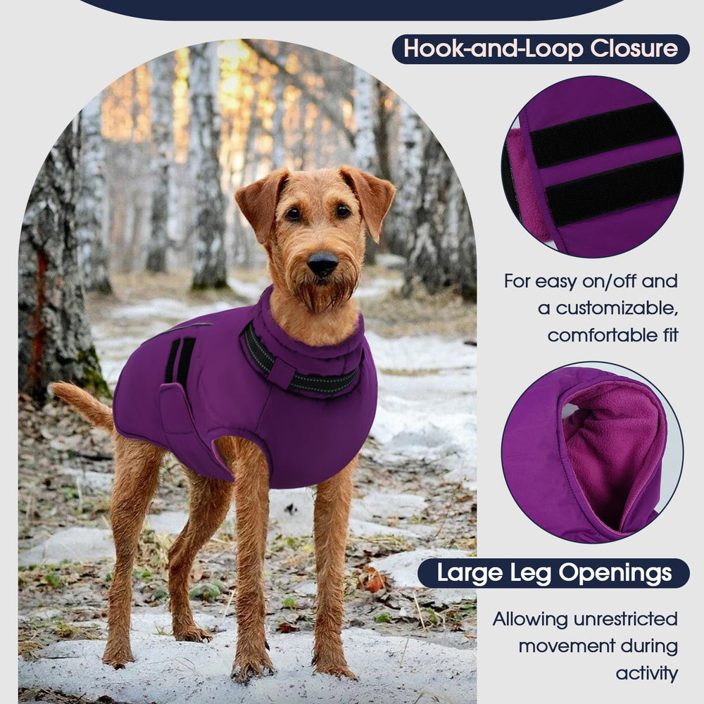 IECOii big dog winter coat reflective-back-strips boost visibility for safer pre-dawn or dusk walks