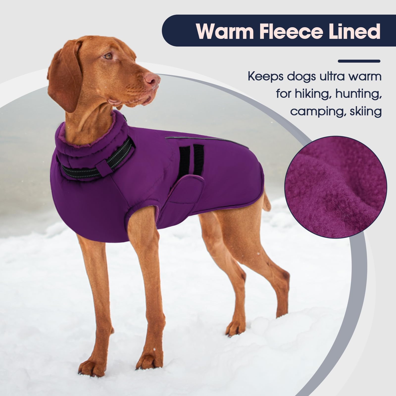 IECOii big dog winter coat waterproof-windproof fabric keeps your giant pup dry during snow days