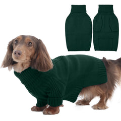 IECOii Dachshund Sweater green front view keeps small dogs snug on chilly walks.