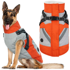 IECOii dog coat large orange xlarge front view for all-day warmth and wind protection during walks
