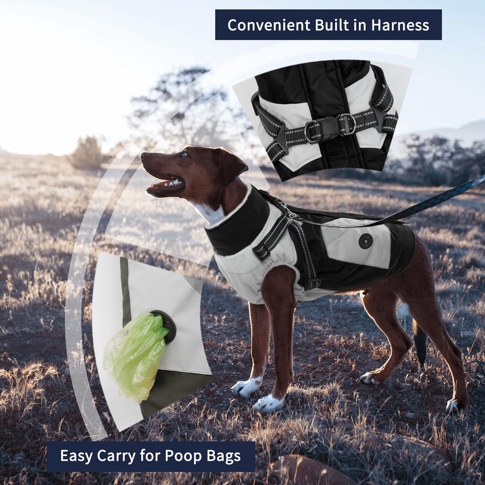IECOii dog coat windproof waterproof outer keeps dogs dry in rain or snow.