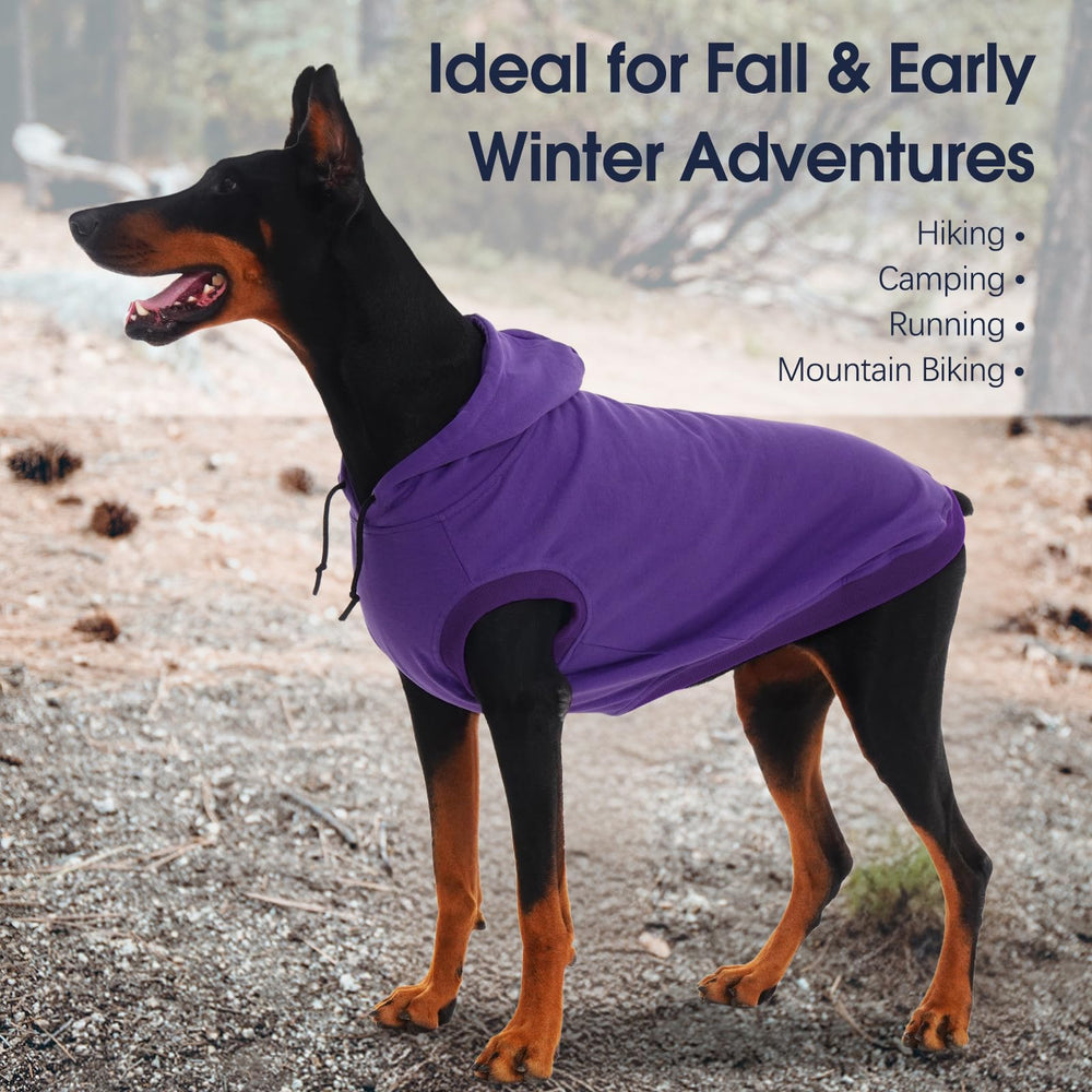 IECOii dog hoodie purple size chart image helps choosing the right fit.